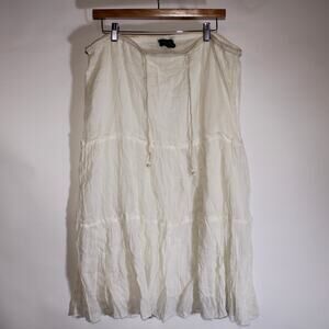 Y2K Simi Cottagecore White Doublelined 100% Cotton Maxi Skirt Size XL